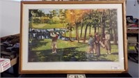 Wood framed printed painting golf