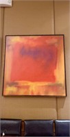 Red Abstract on Canvas With Floater Frame