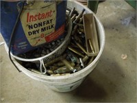 Bucket of misc. brass & lead bullets