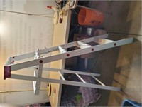 Vintage Wood Ladder Painted Red-White + 2 LED