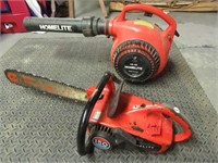 Homelite leaf blower and chain saw. Note: both