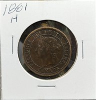 S: 1881 H XF45 CANADIAN LARGE CENT