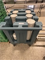 Approx 285 Syscoware Saucers with rolling cart