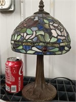 Leaded stain  glass shade small table lamp look