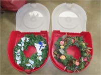 2 Christmas Wreaths w/ Holders