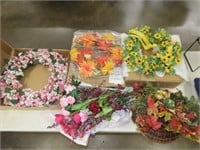 Lot of Floral Wreaths & Flowers