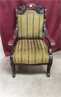 Antique Ornate Mahogany Upholstered Armchair