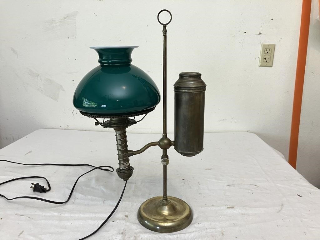 Antique Brass Student Oil Lamp Electrified M