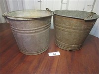 Two Galvanized Metal Buckets