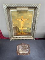 Vintage Light Up Jesus Framed & Eccl. 12:1 Decor