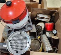 Bundle of  Vintage tins, pitchers, glass bottles