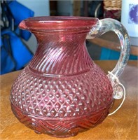 Vtg Pilgrim Cranberry Glass Diamond/Swirl