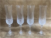 Set of Four Crystal Champagne Glasses