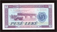 1976 Albania 5 Leke Note