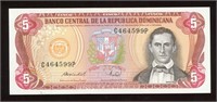 1988 Dominican Republic 5 Pesos Note