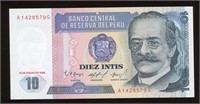 1986 Peru 10 Intis Note