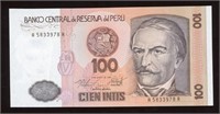 1985 Peru 100 Intis Note