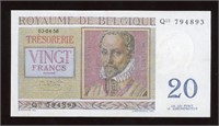 1956 Belgium 20 Francs Note