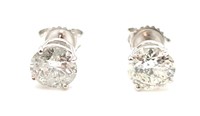 18K White Gold 3.01 CTTW Diamond Stud Earrings