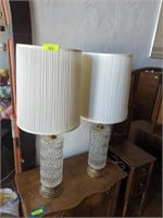 Matching pair of glass end table lamps