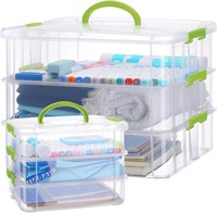 6 PACK 3-Tier Storage Containers (Green)