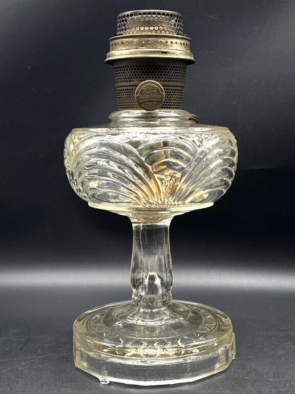 Antique Aladdin Glass Oil Lamp 12.5” (no chimney)