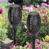 Pr Of Solar Powered Garden Torchs