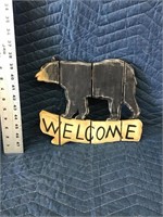 Wood Black Bear Welcome Sign