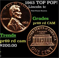 Proof 1963 Lincoln Cent TOP POP! 1c Graded pr69 rd