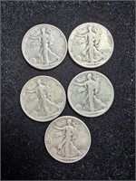 Liberty Walking Half Dollars - var. dates - (5)