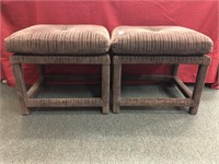 Pair of upholstered seats, brown upholstery