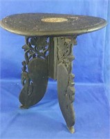 Carved wooden table 14" round x 15" h