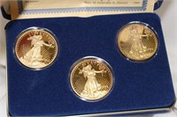 A 24Kt Layered on Pure Silver 3-Coin Set