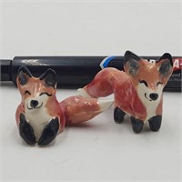 Pair Amy Lacombe WhimsiClay Fox Sculptures