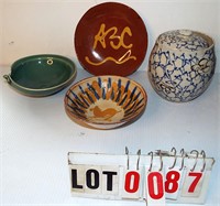 4 pieces pottery including ABC red ware