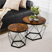 VZOTTK Round Set of 2 Coffee Table with Metal Fram