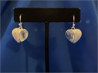 Heart Moonstone Silver Dangle Earrings