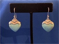 Heart Turquoise Silver Dangle Earrings