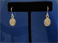 Oval Moonstone Silver Dangle Earrings