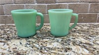 Two Vintage Jadeite Fire King Mugs, Both Marked