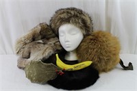 Vtg. Fox Fur Muff, Bonwit Teller Hat, Faux Fur++