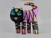 Karen Pester Signed Iridescent Dichoric Glass Cat