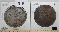 2 - 1880 Morgan silver dollars