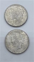 (2) 1925 Peace Dollars