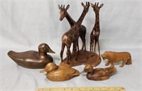 Wood Carved Animal Sculptures