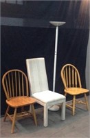 Parsons Chair, Floor Lamp & 2 Wooden Chairs