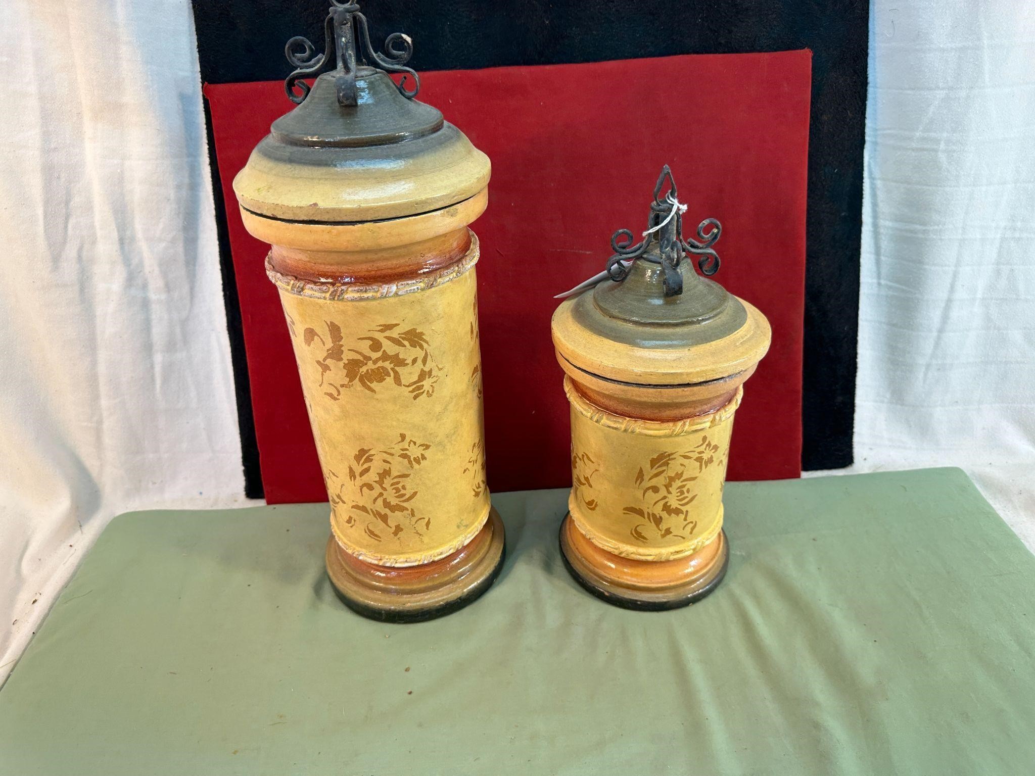 PAIR OF CERAMIC JARS WITH LIDS