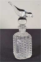 Faceted Crystal Cologne Bottle w/ Bird Stopper