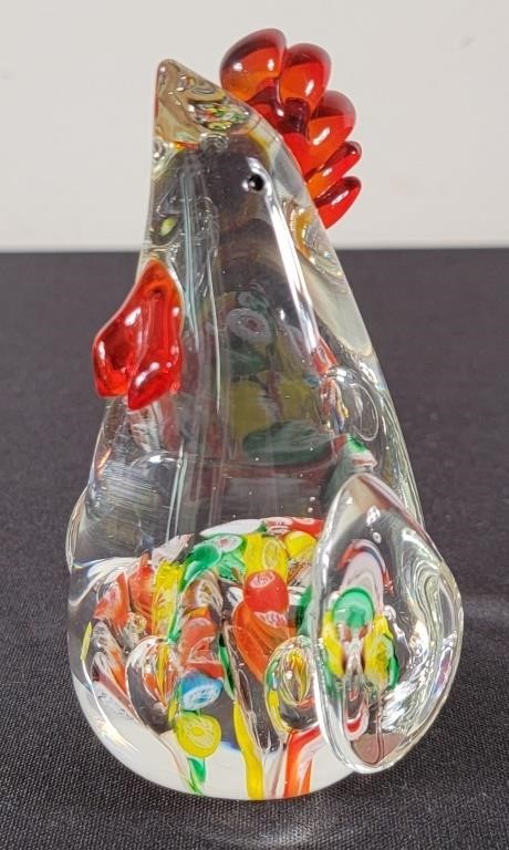 Lenwile Glass Rooster Paperweight