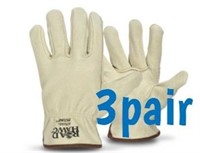 3pr Leather Driver Gloves  Soft Pigskin  Size M